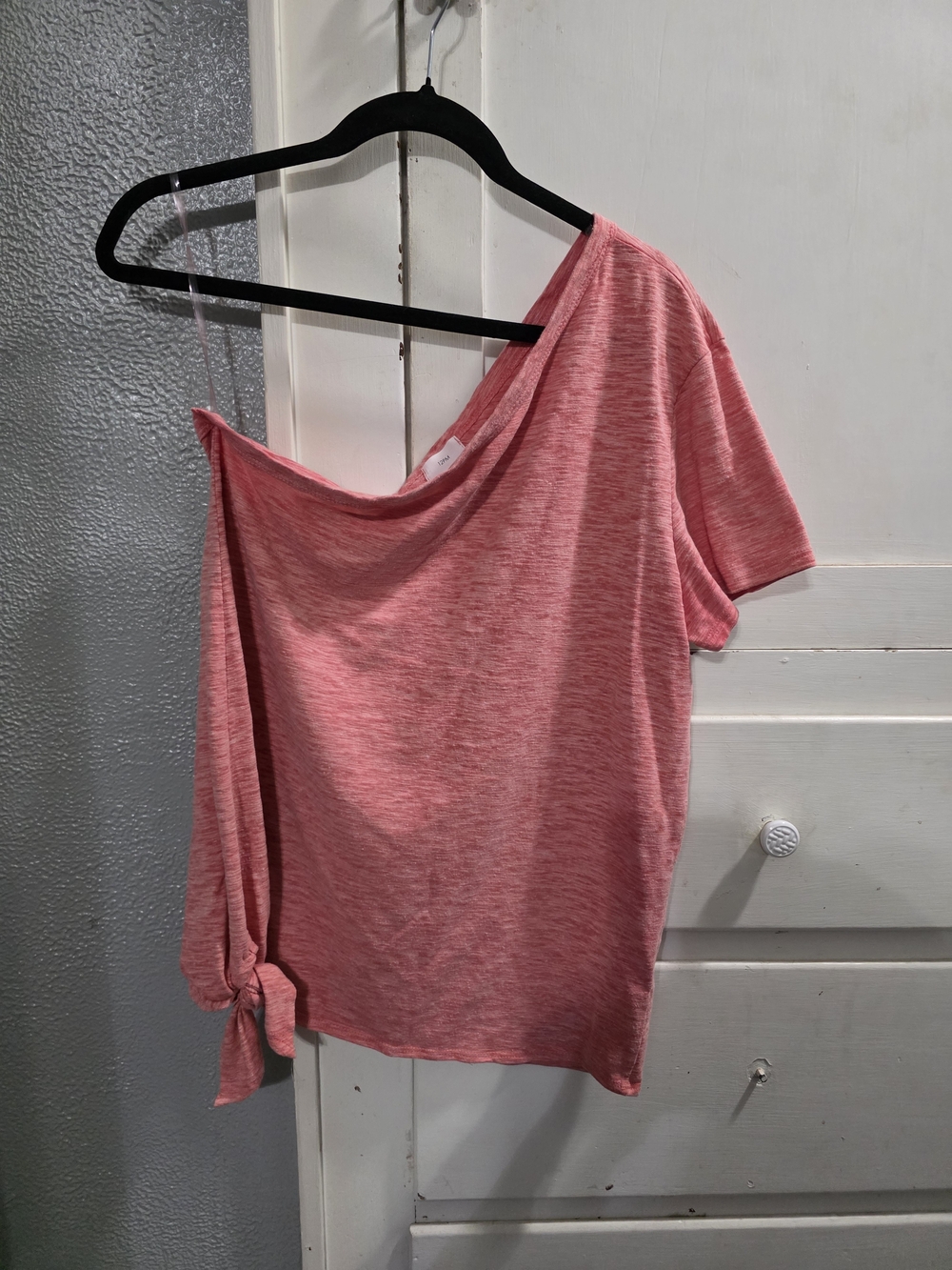 Source Unknown Pink One-Shoulder Tie Sleeve Top